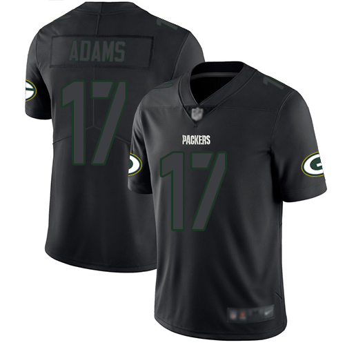 Packers #17 Davante Adams Black Men's Stitched Football Limited Rush Impact Jersey