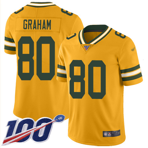 Packers #80 Jimmy Graham Gold Men's Stitched Football Limited Inverted Legend 100th Season Jersey