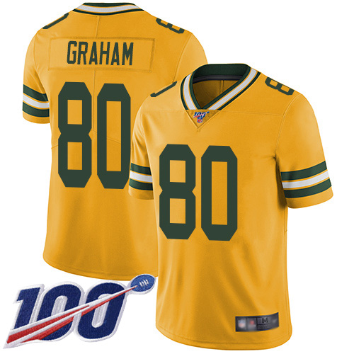 Packers #80 Jimmy Graham Yellow Men's Stitched Football Limited Rush 100th Season Jersey