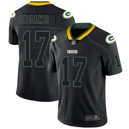 Packers #17 Davante Adams Lights Out Black Men's Stitched Football Limited Rush Jersey