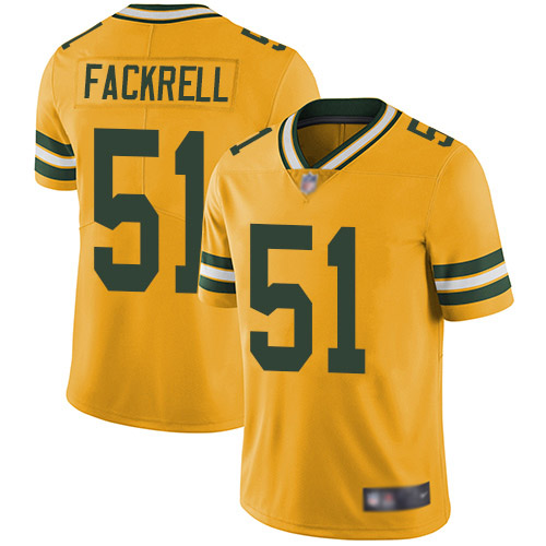 Packers #51 Kyler Fackrell Yellow Men's Stitched Football Limited Rush Jersey