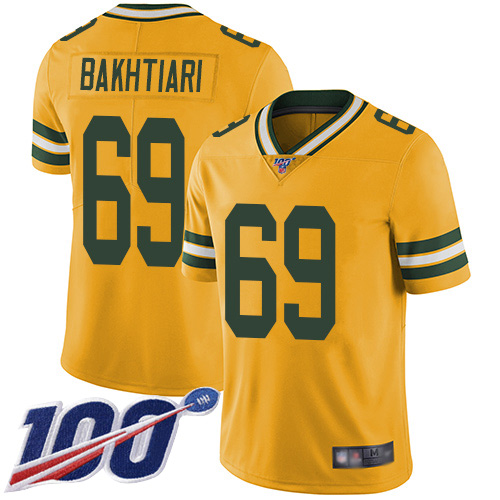 Packers #69 David Bakhtiari Yellow Men's Stitched Football Limited Rush 100th Season Jersey