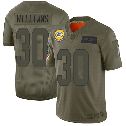 Packers #30 Jamaal Williams Camo Men's Stitched Football Limited 2019 Salute To Service Jersey