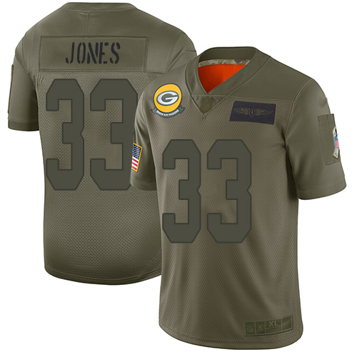 Packers #33 Aaron Jones Camo Men's Stitched Football Limited 2019 Salute To Service Jersey