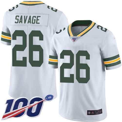 Packers #26 Darnell Savage Jr. White Men's Stitched Football 100th Season Vapor Limited Jersey