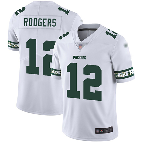 Packers #12 Aaron Rodgers White Men's Stitched Football Limited Team Logo Fashion Jersey
