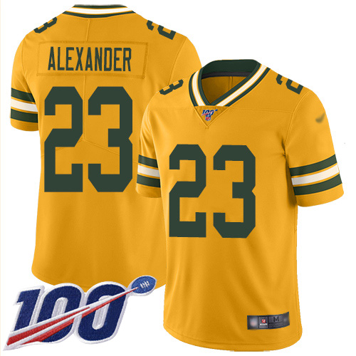 Packers #23 Jaire Alexander Gold Men's Stitched Football Limited Inverted Legend 100th Season Jersey