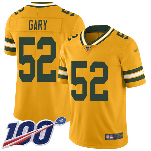 Packers #52 Rashan Gary Gold Men's Stitched Football Limited Inverted Legend 100th Season Jersey