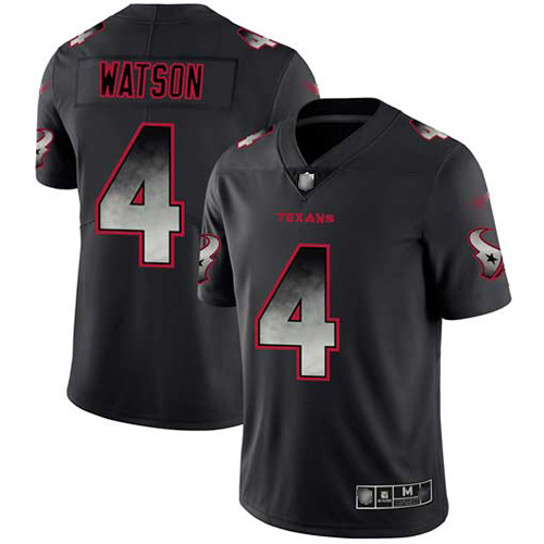 Texans #4 Deshaun Watson Black Men's Stitched Football Vapor Untouchable Limited Smoke Fashion Jersey