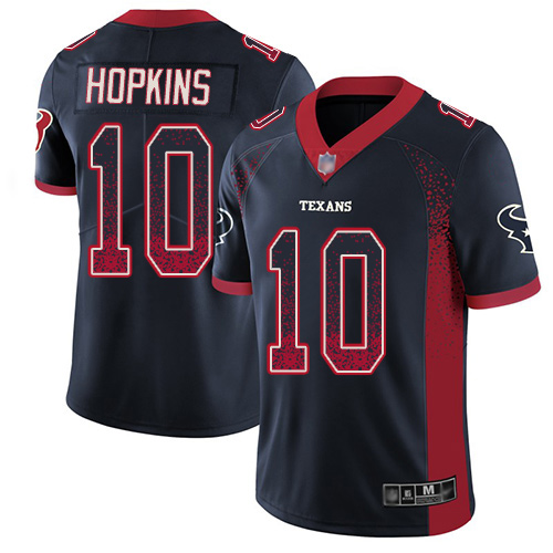 Texans #10 DeAndre Hopkins Navy Blue Team Color Men's Stitched Football Limited Rush Drift Fashion Jersey
