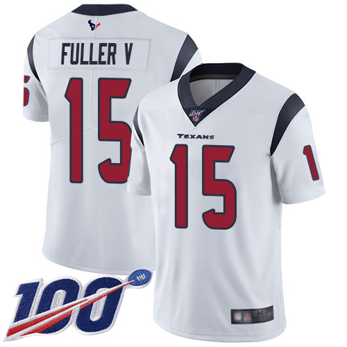 Texans #15 Will Fuller V White Men's Stitched Football 100th Season Vapor Limited Jersey