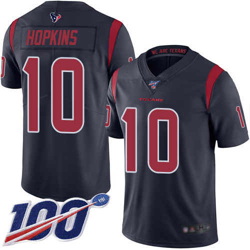 Texans #10 DeAndre Hopkins Navy Blue Men's Stitched Football Limited Rush 100th Season Jersey