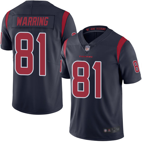 Texans #81 Kahale Warring Navy Blue Men's Stitched Football Limited Rush Jersey Texans #81 Kahale Warring Navy Blue Men's Stitched Football Limited Rush Jersey