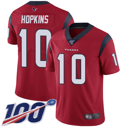 Texans #10 DeAndre Hopkins Red Alternate Men's Stitched Football 100th Season Vapor Limited Jersey Texans #10 DeAndre Hopkins Red Alternate Men's Stitched Football 100th Season Vapor Limited Jersey