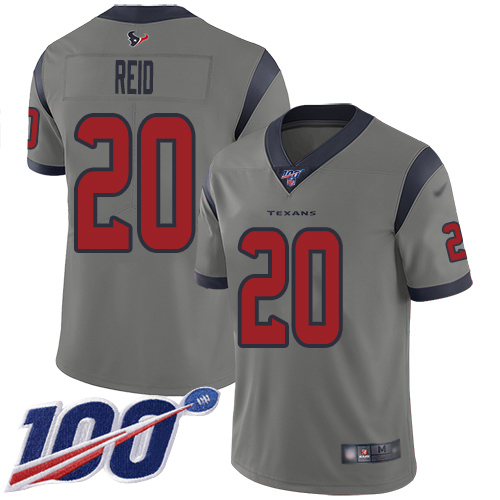 Texans #20 Justin Reid Gray Men's Stitched Football Limited Inverted Legend 100th Season Jersey
