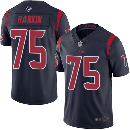 Texans #75 Martinas Rankin Navy Blue Men's Stitched Football Limited Rush Jersey Texans #75 Martinas Rankin Navy Blue Men's Stitched Football Limited Rush Jersey