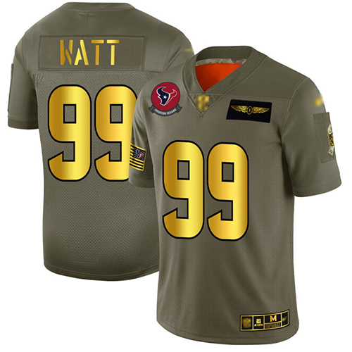 Texans #99 J.J. Watt Camo/Gold Men's Stitched Football Limited 2019 Salute To Service Jersey