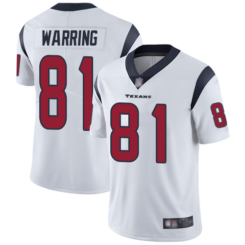 Texans #81 Kahale Warring White Men's Stitched Football Vapor Untouchable Limited Jersey