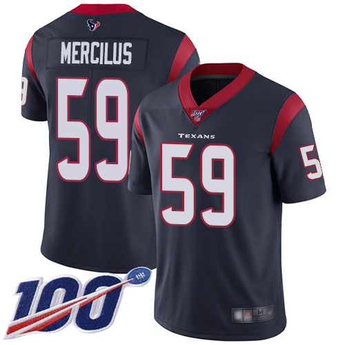 Texans #59 Whitney Mercilus Navy Blue Team Color Men's Stitched Football 100th Season Vapor Limited Jersey