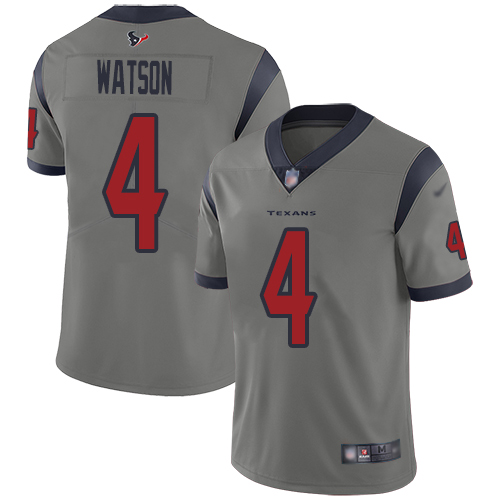 Texans #4 Deshaun Watson Gray Men's Stitched Football Limited Inverted Legend Jersey