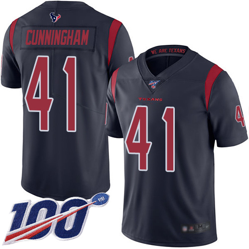 Texans #41 Zach Cunningham Navy Blue Men's Stitched Football Limited Rush 100th Season Jersey