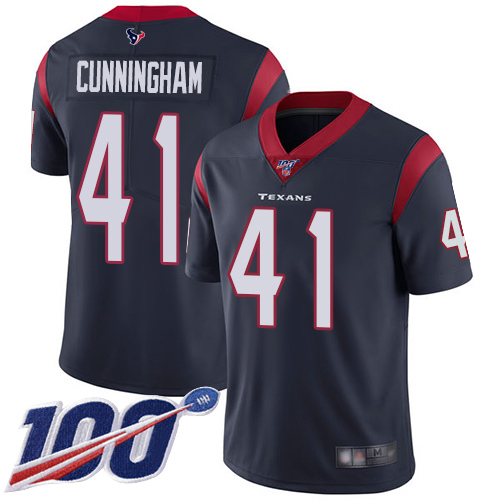 Texans #41 Zach Cunningham Navy Blue Team Color Men's Stitched Football 100th Season Vapor Limited Jersey