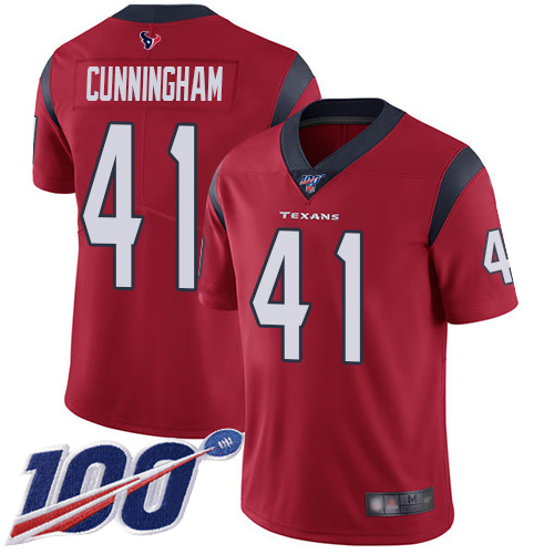 Texans #41 Zach Cunningham Red Alternate Men's Stitched Football 100th Season Vapor Limited Jersey