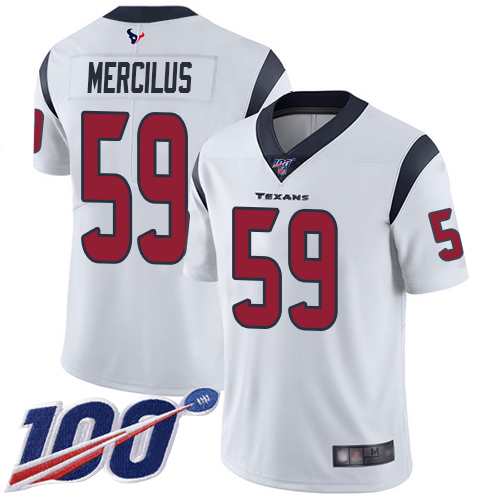 Texans #59 Whitney Mercilus White Men's Stitched Football 100th Season Vapor Limited Jersey