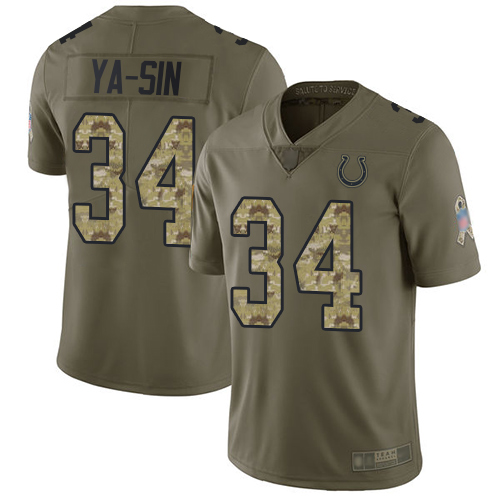 Colts #34 Rock Ya-Sin Olive/Camo Men's Stitched Football Limited 2017 Salute To Service Jersey