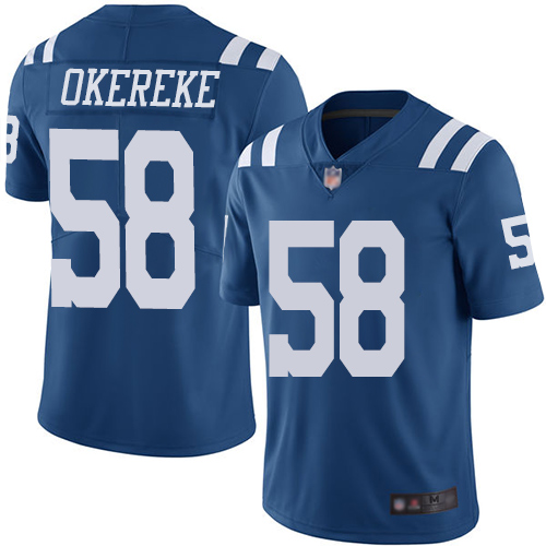 Colts #58 Bobby Okereke Royal Blue Men's Stitched Football Limited Rush Jersey