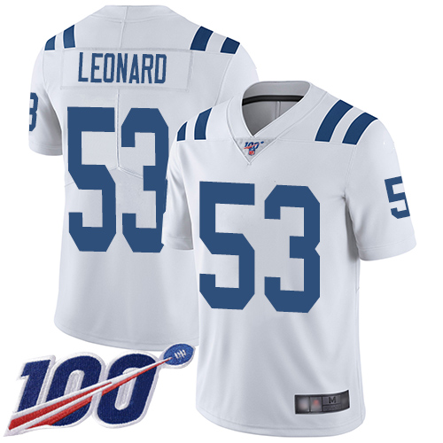 Colts #53 Darius Leonard White Men's Stitched Football 100th Season Vapor Limited Jersey