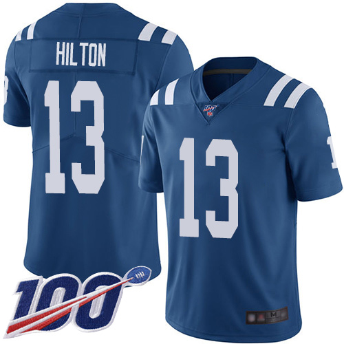 Colts #13 T.Y. Hilton Royal Blue Men's Stitched Football Limited Rush 100th Season Jersey