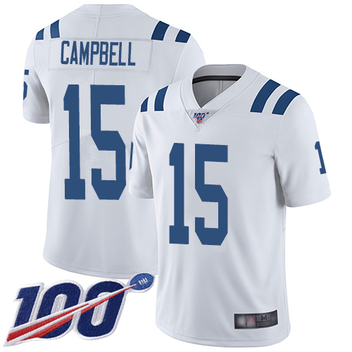 Colts #15 Parris Campbell White Men's Stitched Football 100th Season Vapor Limited Jersey