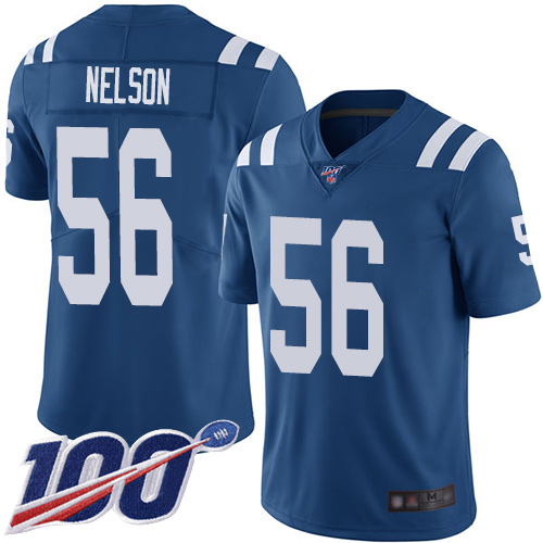 Colts #56 Quenton Nelson Royal Blue Team Color Men's Stitched Football 100th Season Vapor Limited Jersey