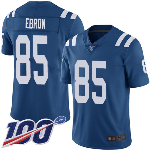 Colts #85 Eric Ebron Royal Blue Team Color Men's Stitched Football 100th Season Vapor Limited Jersey