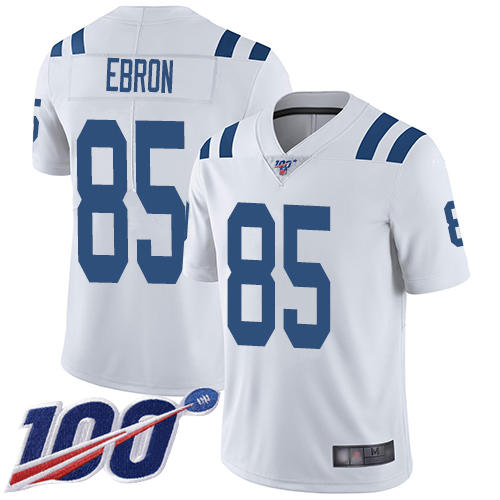 Colts #85 Eric Ebron White Men's Stitched Football 100th Season Vapor Limited Jersey