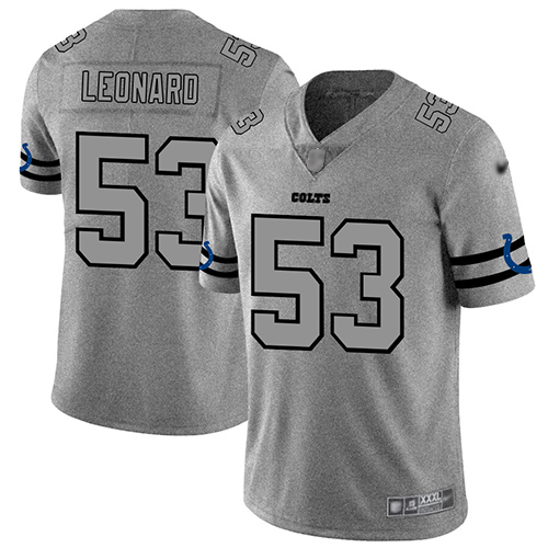 Colts #53 Darius Leonard Gray Men's Stitched Football Limited Team Logo Gridiron Jersey