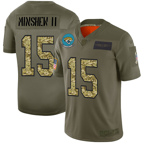 Jaguars #15 Gardner Minshew II Olive/Camo Men's Stitched Football Limited 2019 Salute To Service Jersey