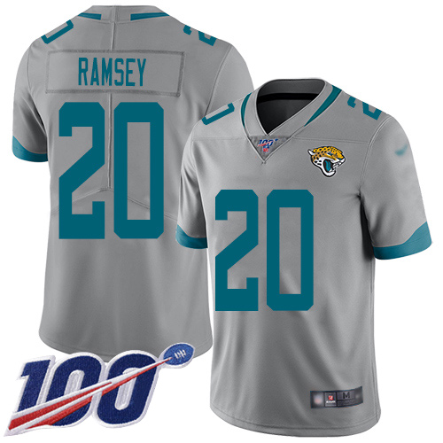 Jaguars #20 Jalen Ramsey Silver Men's Stitched Football Limited Inverted Legend 100th Season Jersey