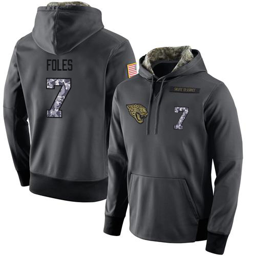 NFL Men's Nike Jacksonville Jaguars #7 Nick Foles Stitched Black Anthracite Salute to Service Player Performance Hoodie