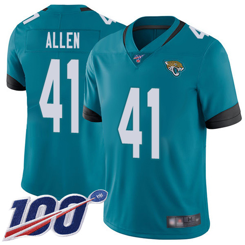 Jaguars #41 Josh Allen Teal Green Alternate Men's Stitched Football 100th Season Vapor Limited Jersey