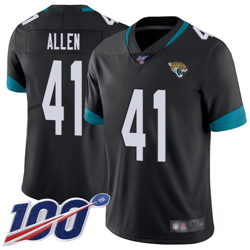 Jaguars #41 Josh Allen Black Team Color Men's Stitched Football 100th Season Vapor Limited Jersey
