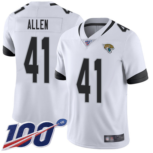 Jaguars #41 Josh Allen White Men's Stitched Football 100th Season Vapor Limited Jersey