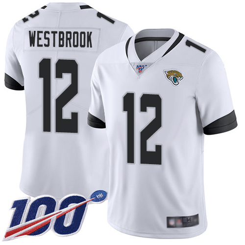 Jaguars #12 Dede Westbrook White Men's Stitched Football 100th Season Vapor Limited Jersey