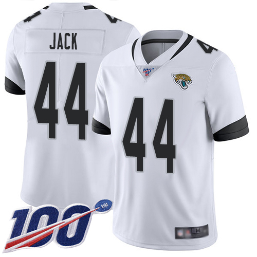Jaguars #44 Myles Jack White Men's Stitched Football 100th Season Vapor Limited Jersey