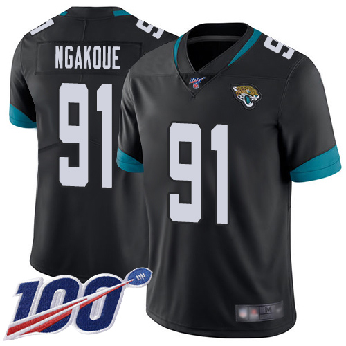 Jaguars #91 Yannick Ngakoue Black Team Color Men's Stitched Football 100th Season Vapor Limited Jersey