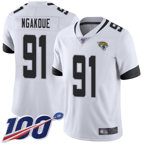 Jaguars #91 Yannick Ngakoue White Men's Stitched Football 100th Season Vapor Limited Jersey