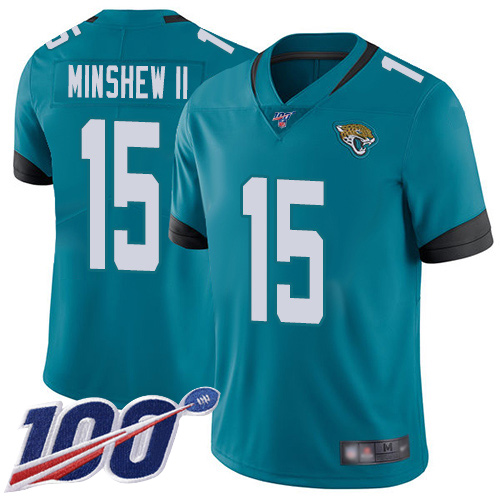 Jaguars #15 Gardner Minshew II Teal Green Alternate Men's Stitched Football 100th Season Vapor Limited Jersey Jaguars #15 Gardner Minshew II Teal Green Alternate Men's Stitched Football 100th Season Vapor Limited Jersey
