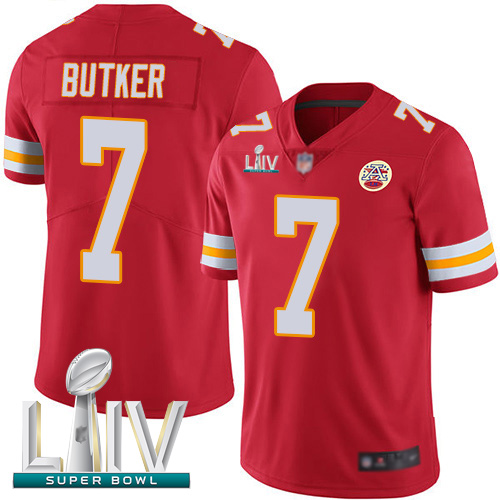 Chiefs #7 Harrison Butker Red Team Color Super Bowl LIV Bound Men's Stitched Football Vapor Untouchable Limited Jersey