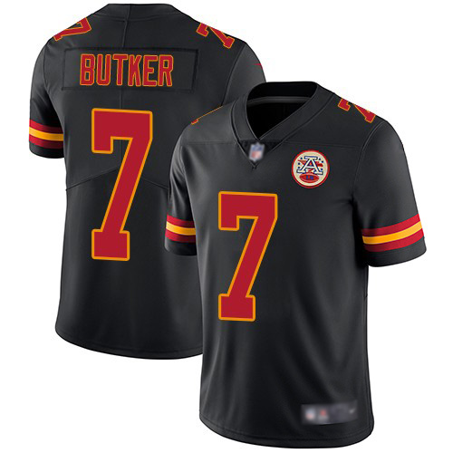 Chiefs #7 Harrison Butker Black Men's Stitched Football Limited Rush Jersey Chiefs #7 Harrison Butker Black Men's Stitched Football Limited Rush Jersey